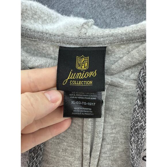 Panthers NFL Juniors sz XL Girl's Zip Up Fleece Hoodie Glitter Detail on Helmet - Picture 7 of 10